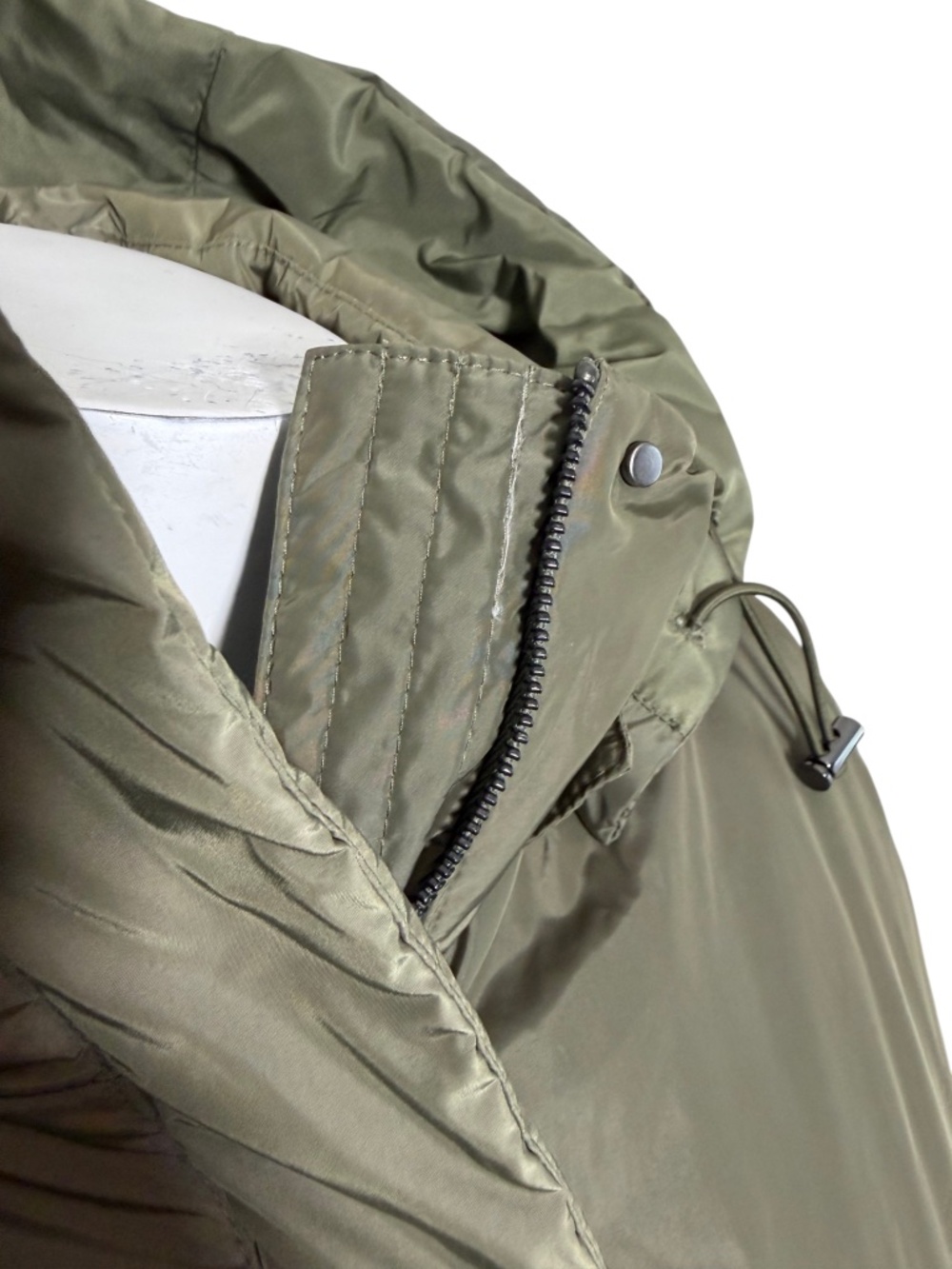 Jenni Kayne Long Puffer Coat Olive Green Hooded Down Parka Size XS - Picture 3 of 10